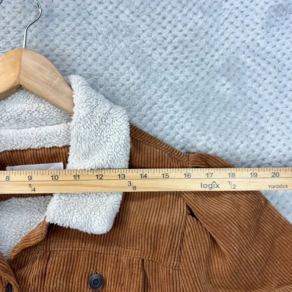 Andrea Womens Corduroy Brown Sherpa Lined Truckers Jacket Sz XL Retro Cowgirl - Picture 10 of 16